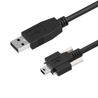 USB 2.0 A to Mini B with Screw Locking